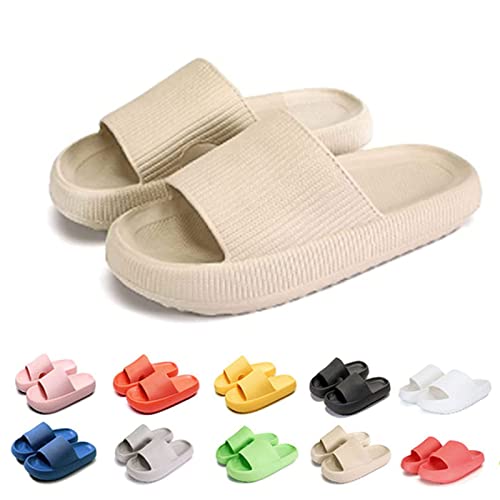 Pummy Hausschuhe, Cozy Slides Original Cloud Slippers Schlappen Damen Badelatschen Herren (Khaki, Erwachsene, 36, Numerisch (von/bis), EU Schuhgrößensystem, 37, Breit) von HOKUTO