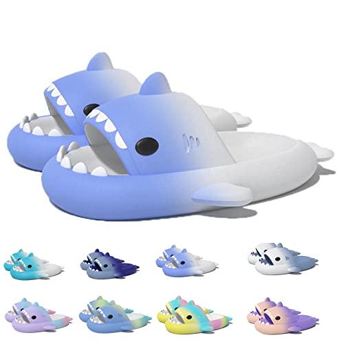 Shark Slides Kids, Non-Slip Lightweight Sole Slides Kids House Slippers Indoor & Outdoor Beach Slippers (Blue White, Toddler, Numeric_33, Numeric_Range, eu_Footwear_Size_System, Numeric_34, medium) von HOKUTO