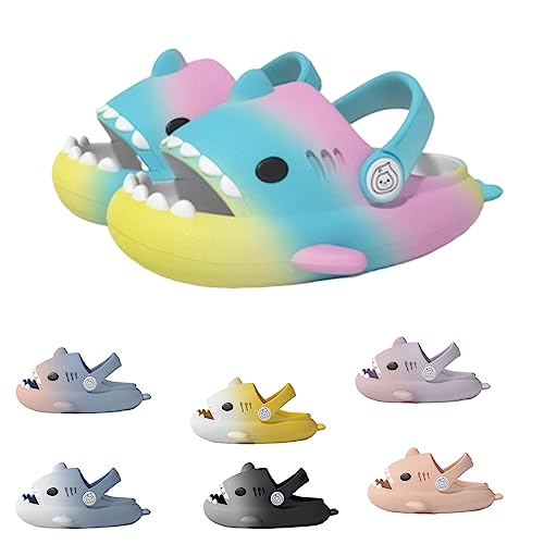 Shark Slides Kids, Non-Slip Lightweight Sole Slides Kids House Slippers Indoor & Outdoor Beach Slippers (Yellow, Toddler, Numeric_27, Numeric_Range, eu_Footwear_Size_System, Numeric_28, medium) von HOKUTO