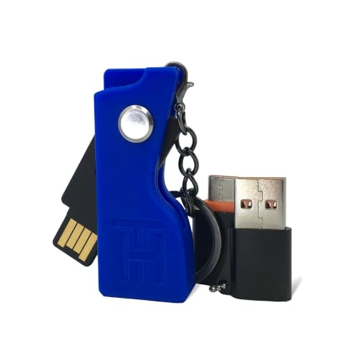 HOLDTAG Yubikey Schutzhülle mit Schlüsselanhänger und Adaptern | kompatibel mit YubiKey 5 NFC und 5C NFC | stoßfest und robust | Yubico Case | Cover | tragbare Hülle (ohne Sicherheitsschlüssel), blau von HOLDTAG