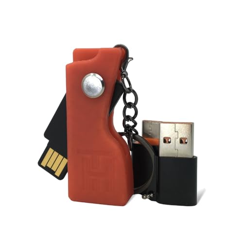 HOLDTAG Yubikey Schutzhülle mit Schlüsselanhänger und Adaptern | kompatibel mit YubiKey 5 NFC und 5C NFC | stoßfest und robust | Yubico Case | Cover | tragbare Hülle (ohne Sicherheitsschlüssel), rot von HOLDTAG