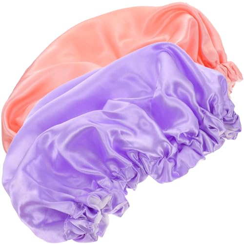 HOLIDYOYO 2Stücke Satin Haarhaube für Lockiges Haar Wasserfeste Doppelschicht Schlafkappe Elastisch und Bequem für Damen Regenbogenpink HOLIDYOYO 2Stücke Satin Haarhaube für Lockiges Haar Wasserfeste Doppelschicht Schlafkappe Elastisch und Bequem für Damen Regenbogenpink von HOLIDYOYO