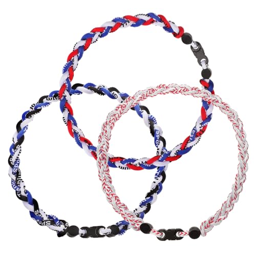 HOLIDYOYO 3 Stück Baseball Halskette Geflochtene Sport Halskette für Männer Modisches Accessoire Rot Weiß und Schwarz Blau Geschenkidee für Baseball Fans von HOLIDYOYO