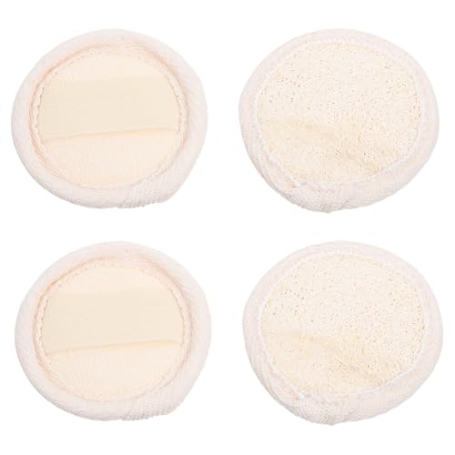 HOLIDYOYO 4 Stück Peeling Pads aus Luffa Sanfte Gesichtsreinigung Make Up Entferner und Exfoliator für Porentiefe und Hautpflege für Unterwegs von HOLIDYOYO