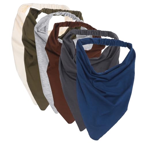 HOLIDYOYO 6 Stück Teiliges Elastische Große Boho Dreieck Bandanas Haarschal für Frauen Mädchen rutschfeste Einfarbige Kopftücher Atmungsaktiv Vielseitig Kombinierbar Modisches Haarschmuck von HOLIDYOYO