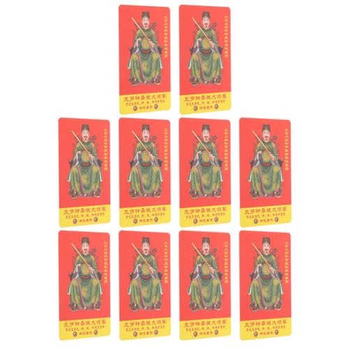 HOLIDYOYO Chinesische Feng-Shui-Amulett-Karte 10 Stück 2024 Jahr des Drachen Tai-Karte Li Allgemeine Karte Schutzkarten Glück Und Reichtum Amulett Hängende Karte Schlüsselanhänger von HOLIDYOYO