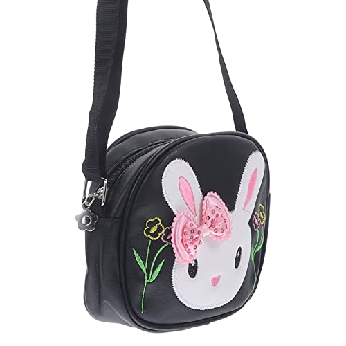 HOLIDYOYO Kawaii Hase Umhängetasche Kleine Mädchen Kaninchen Geldbörse Osterhase Handtasche Süße Cartoon Tier Umhängetasche Kleinkind Geldbörse Geschenk Schwarz von HOLIDYOYO