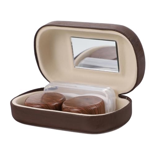HOLIDYOYO Kontaktlinsen Etui Großes Doppelseitiges Aufbewahrungsbehälter mit Leckschutz Tragbarer Organizer für Weiche Linsen Geeignet für Reisen Zuhause und Outdoor Edles Holz Design in von HOLIDYOYO