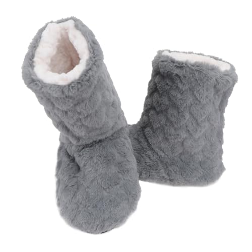 HOLIDYOYO Winter Floor Boots Damen Hochschaft Rutschfest Wärmend Atmungsaktiv Für Innenbereich Tiefgrau von HOLIDYOYO