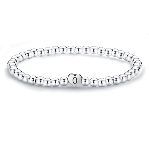 Silbernes Herz-Perlenarmband für Damen und Herren, zierliche Stretch-Buchstaben-Armbänder, trendige, stapelbare Armbänder, Schmuckgeschenke, Large, Silber, Kein Edelstein Silbernes Herz-Perlenarmband für Damen und Herren, zierliche Stretch-Buchstaben-Armbänder, trendige, stapelbare Armbänder, Schmuckgeschenke, Large, Silber, Kein Edelstein von HOLINSE