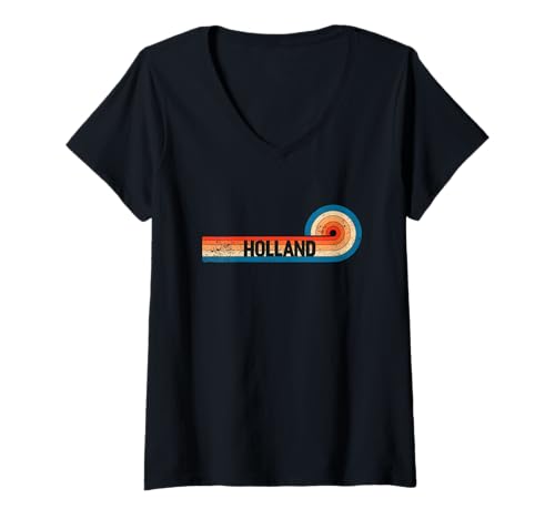 Damen Retro-Hemd Holland Vintage City Holland T-Shirt mit V-Ausschnitt Damen Retro-Hemd Holland Vintage City Holland T-Shirt mit V-Ausschnitt von HOLLAND Designs By ShirtZilla