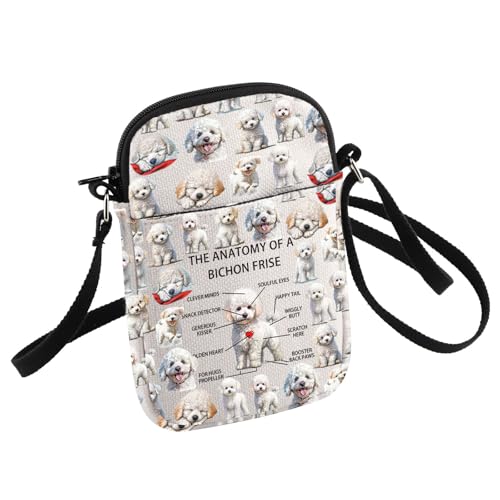 Funny Bichon Frisé Lovers Gifts The Anatomy of A Bichon Frise Clever Minds Crossbody Bag (Bichon Frise) von HOLLP