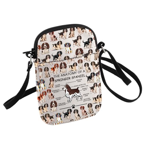 Springer Spaniel Umhängetasche für Hundeliebhaber, Springer Spaniel, Veterinär, Muttergeschenk, Weiss/opulenter Garten von HOLLP
