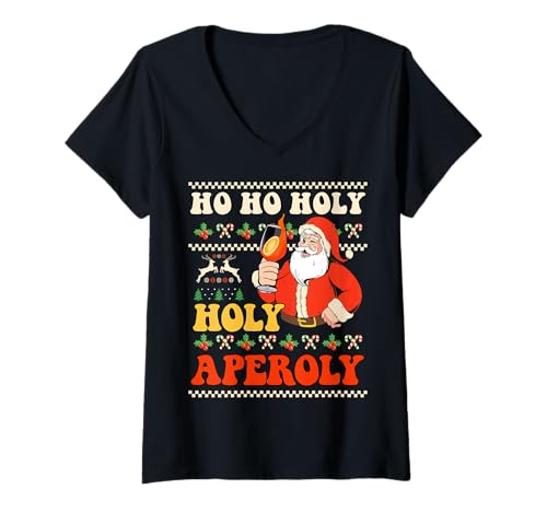 Damen HO HO HOLY APEROLY X SANTA SPRITZ. Aperollin Weihnachten Fun T-Shirt mit V-Ausschnitt Damen HO HO HOLY APEROLY X SANTA SPRITZ. Aperollin Weihnachten Fun T-Shirt mit V-Ausschnitt von HOLY APEROLY I CHRISTMAS UGLY XMAS SPRITZ CLUB