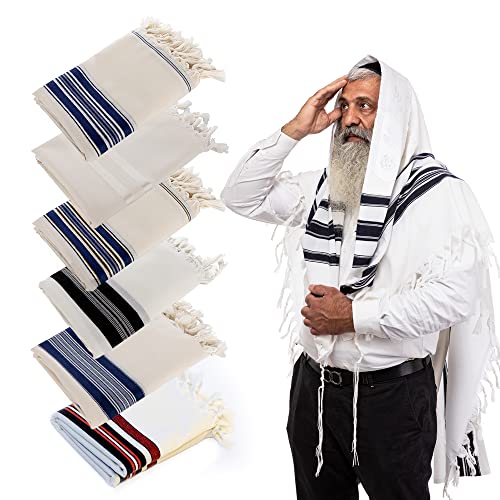 HOLY VOICE Tallit Gebetsschal für Damen und Herren - Traditioneller koscher jüdischer Tallit aus Israel - aus Premium Wolle, Schwarze Streifen, 47"x67" von HOLY VOICE