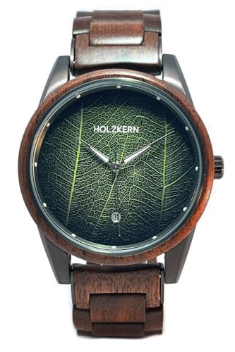 HOLZKERN Herren-Armbanduhr Edisto Walnuss/Blatt 9010631016975 von HOLZKERN