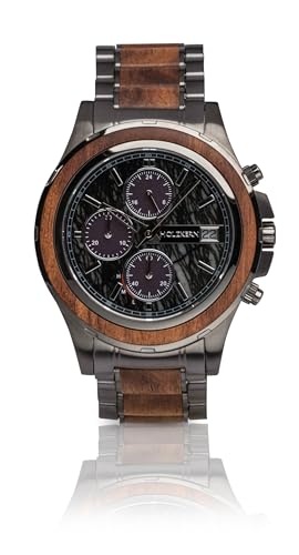 HOLZKERN Herrenuhr Solar-Chronograph Angkor Koa/Marmor 9010631014438 von HOLZKERN