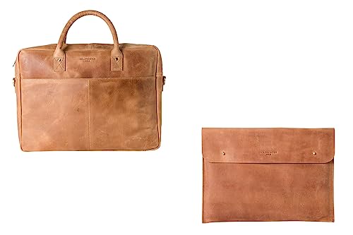 HOLZRICHTER Berlin Briefcase Bundle No 1-7 (M) camel - Große Briefcase Aktentasche & Laptopsleeve 13`` handgefertigt aus Premium-Leder von HOLZRICHTER Berlin