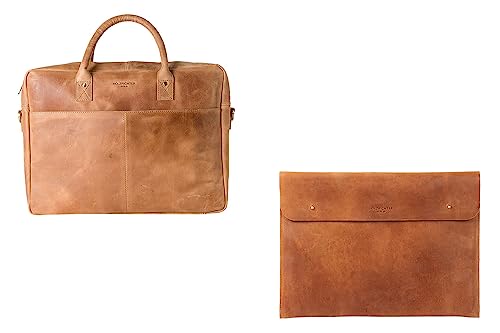 HOLZRICHTER Berlin Briefcase Bundle No 1-7 (M) camel - Große Briefcase Aktentasche & Laptopsleeve 16`` handgefertigt aus Premium-Leder von HOLZRICHTER Berlin