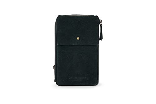 HOLZRICHTER Berlin Handytasche No 7-1 (M) schwarz - Handytasche, Portemonnaie, Münzbörse, handgefertigt aus Premium-Veloursleder von HOLZRICHTER Berlin