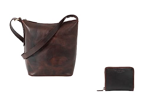 HOLZRICHTER Berlin Shopper Bundle No 4-1 (M) marone - Damen Vintage Hobo-Shopper & Geldbörse handgefertigt aus Premium-Leder von HOLZRICHTER Berlin