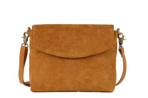 HOLZRICHTER BERLIN Umhängetasche No 1-2 (M) karamell - elegante Tragetasche, Ausgehtasche, Handtasche handgefertigt aus Premium-Veloursleder von HOLZRICHTER BERLIN