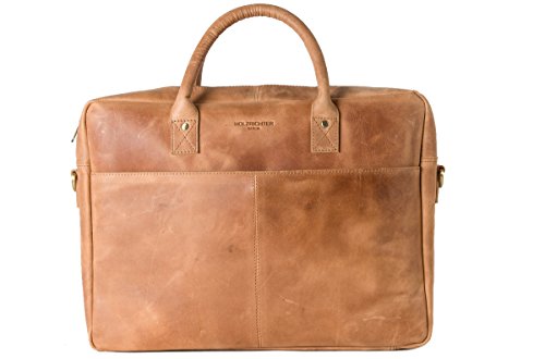 HOLZRICHTER Berlin Tragetasche No 1-1 (M) camel-braun - Große Briefcase-Aktentasche & Laptoptasche handgefertigt aus Premium-Leder von HOLZRICHTER Berlin