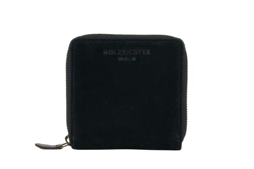 HOLZRICHTER Berlin Geldbörse No 8-2 schwarz - Geldbörse, Portemonnaie, Münzbörse, handgefertigt aus Premium-Veloursleder von HOLZRICHTER Berlin