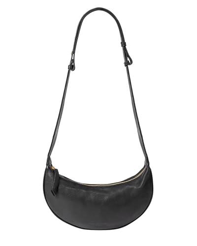 HOLZRICHTER Berlin - Halbmond Umhängetasche in Leder No 2-1, Schultertasche 33x14x5,5cm, Echtleder Crossbody Bag, Moon Bag, in Schwarz und Braun (Schwarz) von HOLZRICHTER Berlin