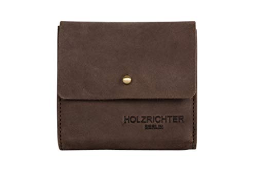 HOLZRICHTER Berlin – Kleine Damen Geldbörse aus Leder (No 4-5), Vintage, 11x10x1,5 cm, Mini Portemonnaie mit 7 Kartenfächern und Rückseitigem Münzfach, Kompakter Geldbeutel in Schokoladenbraun von HOLZRICHTER Berlin