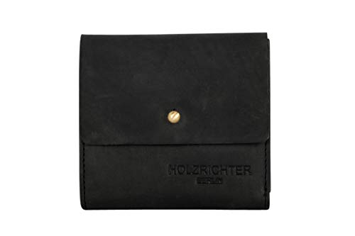 HOLZRICHTER BERLIN Damen Geldbörse (S) - Edles Mini Knopf Portemonnaie aus Leder - schwarz von HOLZRICHTER BERLIN