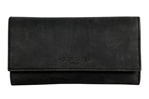 HOLZRICHTER Berlin Geldbörse No 4-3 (XL) schwarz-anthrazit - Großes Damen Fächer Portemonnaie handgefertigt aus Premium-Leder von HOLZRICHTER Berlin