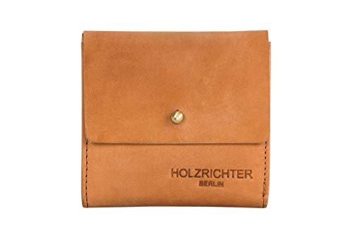 HOLZRICHTER Berlin – Kleine Damen Geldbörse aus Leder (No 4-5), Vintage, 11x10x1,5 cm, Mini Portemonnaie mit 7 Kartenfächern und Rückseitigem Münzfach, Kompakter Geldbeutel in Camel von HOLZRICHTER Berlin