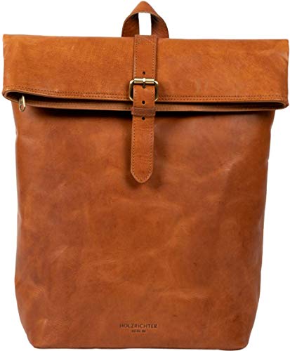HOLZRICHTER Berlin - Rolltop Rucksack aus Leder für Damen & Herren (No 4-2), Daypack 38x27x11cm, Echtleder Laptop Rucksack, Camel von HOLZRICHTER Berlin