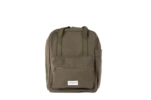 HOLZRICHTER Berlin - Rucksack aus Canvas für Damen und Herren (No 7-2), Daypack 26x34x12cm, 100% Bio-Baumwolle Freizeitrucksack, Khaki von HOLZRICHTER Berlin