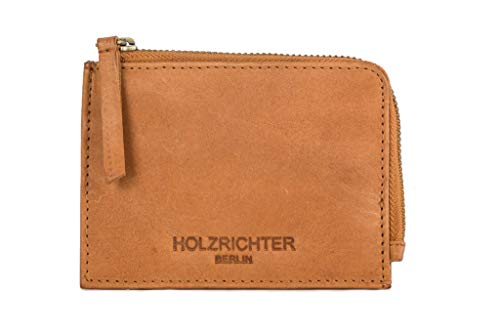 HOLZRICHTER Berlin - Herren Geldbörse aus Leder (No 2-1), 8x11x1 cm im Querformat, Edles, Portemonnaie mit 3 Kartenfächer, 2 Einschubfächer, Geldbeutel mit Münzfach, Braun von HOLZRICHTER Berlin