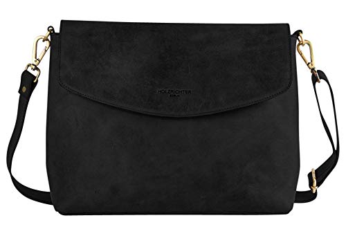 HOLZRICHTER Berlin Umhängetasche No 1-3 (L) schwarz-anthrazit - Elegante Handtasche & Schultertasche handgefertigt aus Premium-Leder… von HOLZRICHTER Berlin