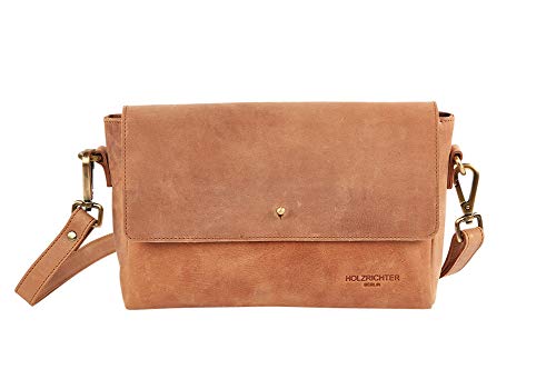 HOLZRICHTER Berlin - Kleine Umhängetasche aus Leder für Damen (No 2-1), 16x26x6,5 cm Schultertasche, Handgefertigte Crossbody Bag, Handtasche in Camel von HOLZRICHTER Berlin