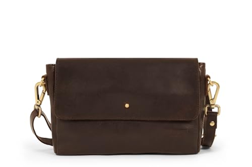 HOLZRICHTER Berlin - Kleine Umhängetasche aus Leder für Damen (No 2-1), 16x26x6,5 cm Schultertasche, Handgefertigte Crossbody Bag, Handtasche in Marone von HOLZRICHTER Berlin