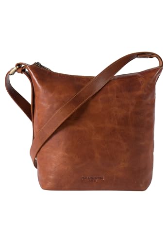 HOLZRICHTER Berlin - Umhängetasche aus Leder für Damen (No 2-1), Schultertasche 30x22x12cm, Echtleder Crossbody Bag, Handtasche für Alltag & Büro in Cognac von HOLZRICHTER Berlin