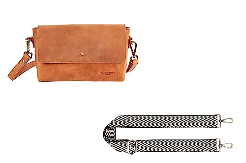 HOLZRICHTER Berlin Umhängetaschen Bundle No 3-2 (M) camel - Damen Umhängetasche + Webgurt CHEVRON handgefertigt aus Premium-Leder von HOLZRICHTER Berlin