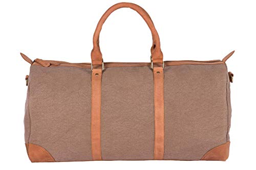 HOLZRICHTER Berlin Weekender No 8-6 aus Canvas & Leder - Premium Reisetasche Für Damen & Herren - Camel-Braun/Beige (L) von HOLZRICHTER Berlin