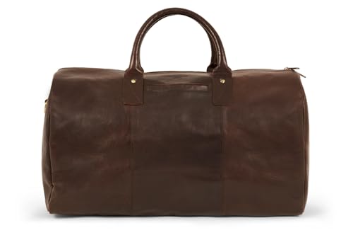 HOLZRICHTER Berlin - Weekender aus Leder für Herren (No 13-1), Reisetasche 31x56x26 cm, Handgefertigte Echtleder Umhängetasche mit Schultergurt, für Handgepäck, in Schwarz und Braun (Marone) von HOLZRICHTER Berlin