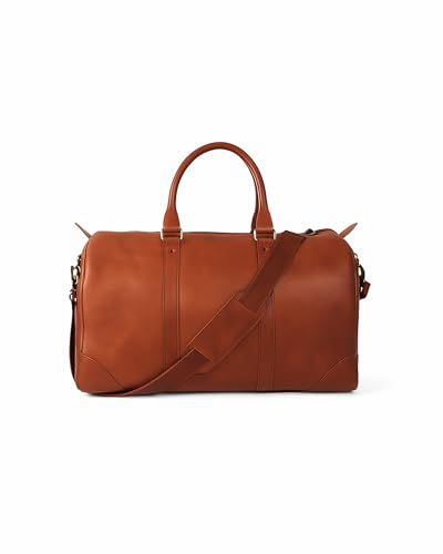 HOLZRICHTER Berlin - Weekender aus Leder für Herren (No 8-1), Reisetasche 27x50x25 cm, Handgefertigte Echtleder Umhängetasche mit Schultergurt, für Handgepäck, in Schwarz und Braun (Cognac) von HOLZRICHTER Berlin