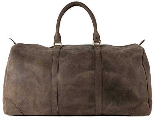 HOLZRICHTER Berlin - Weekender aus Leder für Herren (No 8-2), Reisetasche 30x57x28 cm, Handgefertigte Echtleder Umhängetasche mit Schultergurt, für Handgepäck, in Schwarz und Braun (Dunkel-Braun) von HOLZRICHTER Berlin