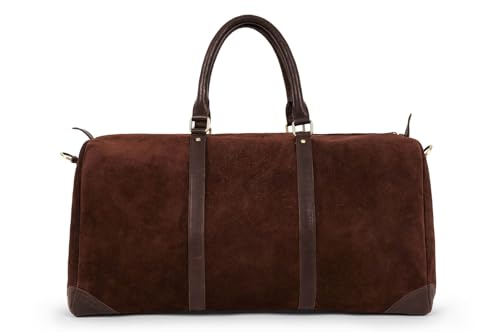 HOLZRICHTER Berlin - Weekender aus Leder für Herren (No 8-2), Reisetasche 30x57x28 cm, Handgefertigte Echtleder Umhängetasche mit Schultergurt, für Handgepäck, in Schwarz und Braun (Kaffee-Braun) von HOLZRICHTER Berlin
