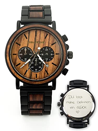 HOLZZEUG Gravierte Herrenuhr aus echtem roten Kastanienholz mit oder ohne Gravur Armbanduhr mit Gravur Ihrer eigenen Handschrift personalisierte Uhr Männeruhr mit Gravur HOLZZEUG Gravierte Herrenuhr aus echtem roten Kastanienholz mit oder ohne Gravur Armbanduhr mit Gravur Ihrer eigenen Handschrift personalisierte Uhr Männeruhr mit Gravur von HOLZZEUG
