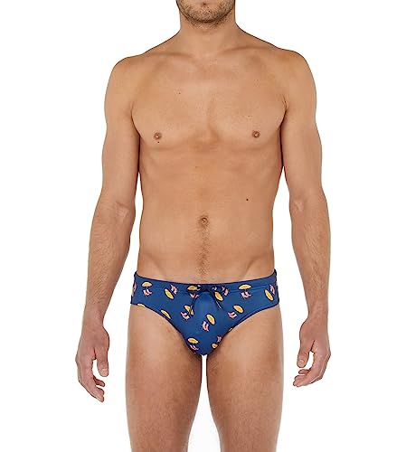 Hom Herren Badehose Marcello Swim Briefs, Sommer-Druck auf Marineblau, 48 von Hom