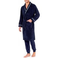 HOM Herren Bademantel blau Baumwolle unifarben von HOM