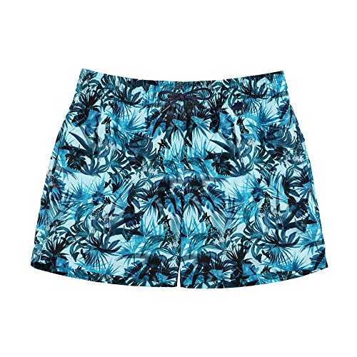 HOM - Herren - Beach Boxer 'Safari' - Hochwertige & lässige Bademode Afrika Dschungel Floral Design- Peacock Blue - XL von HOM